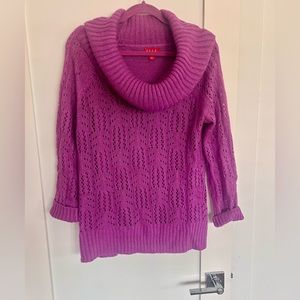 Elle fuchsia sweater with gold flecks. Size large. Cowl neck